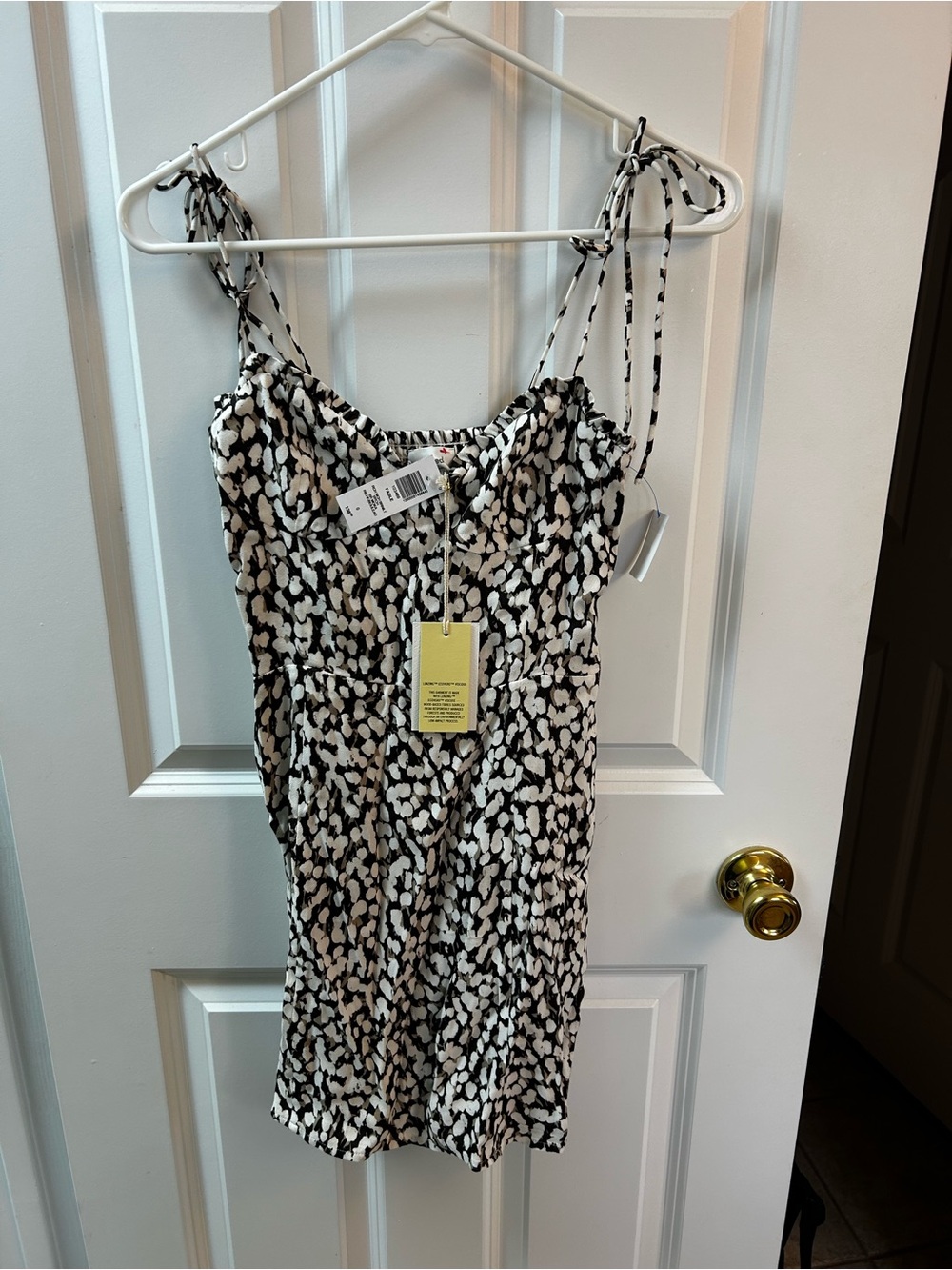 Wilfred Black and White Spotted Tie-Shoulder Dress
